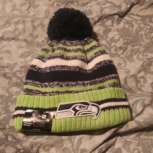 New Era NFL Pom Knit Beanie - Green and Navy. GO SEA HAWKS! Brand New Never Worn